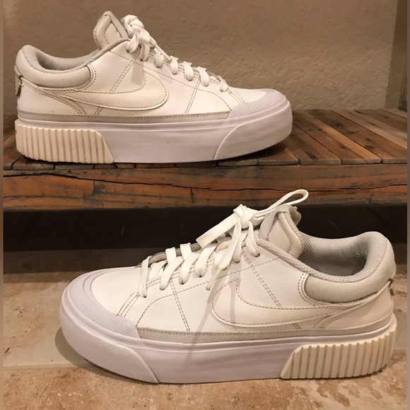 *NIKE* Court Legacy Lift Women's Triple White Platform Sneakers (Size 6.5) - Picture 2 of 16